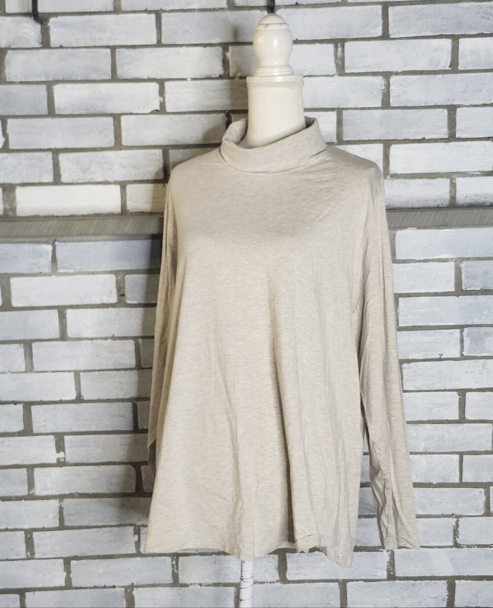 • J. Jill Luxe Supima Shirttail Turtleneck Top 3X Cream Cotton Knit Layering